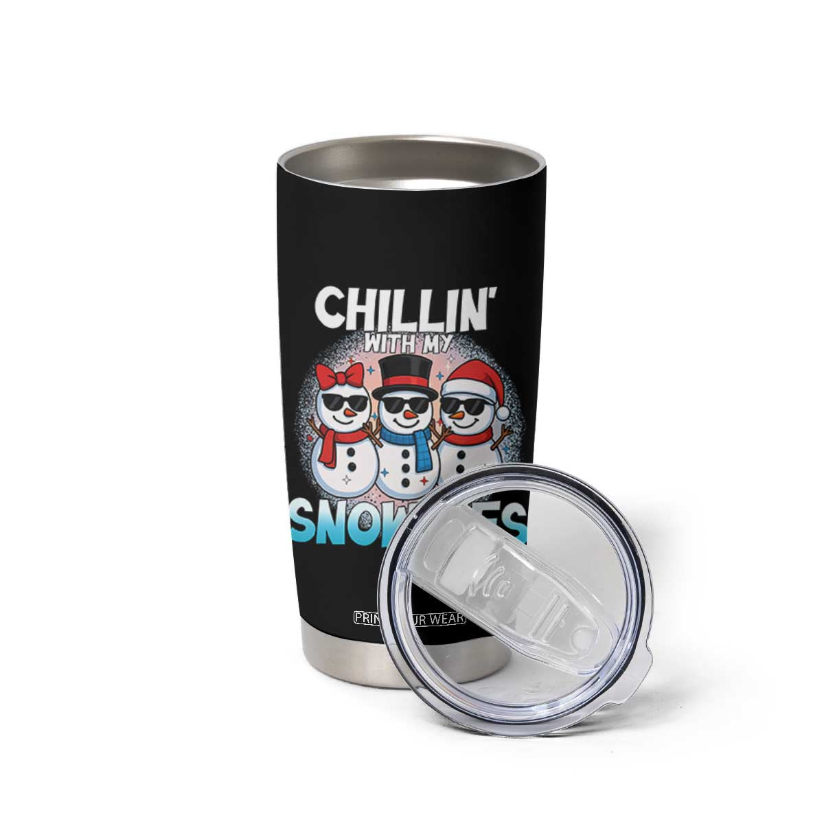 Christmas Snowman Tumbler Cup Chillin With My Snowmies Christmas Snowman TS12 Print Your Wear