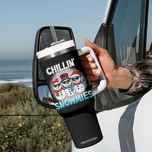 Christmas Snowman Tumbler With Handle Chillin With My Snowmies Christmas Snowman TS12 Print Your Wear