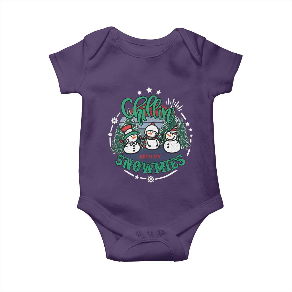 Christmas Snowman Baby Onesie Chillin With My Snowmies Cute Winter TS12 Purple Print Your Wear