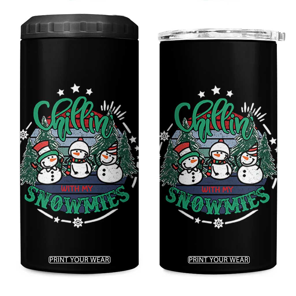 Christmas Snowman 4 in 1 Can Cooler Tumbler Chillin With My Snowmies Cute Winter TS12 One Size: 16 oz Black Print Your Wear