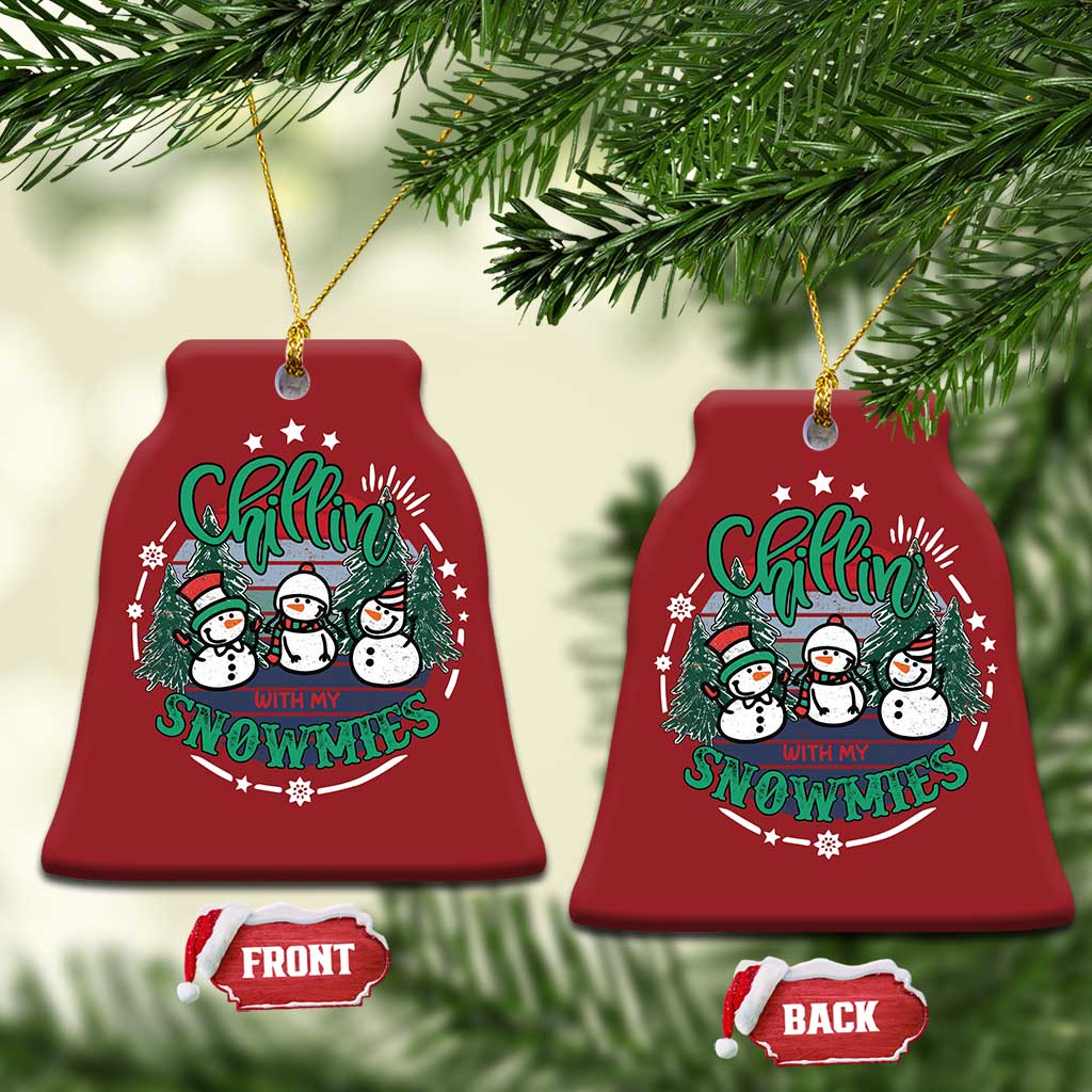 Xmas Snowman Christmas Ornament Chillin With My Snowmies Cute Winter TS12 Bell Flake Red Print Your Wear
