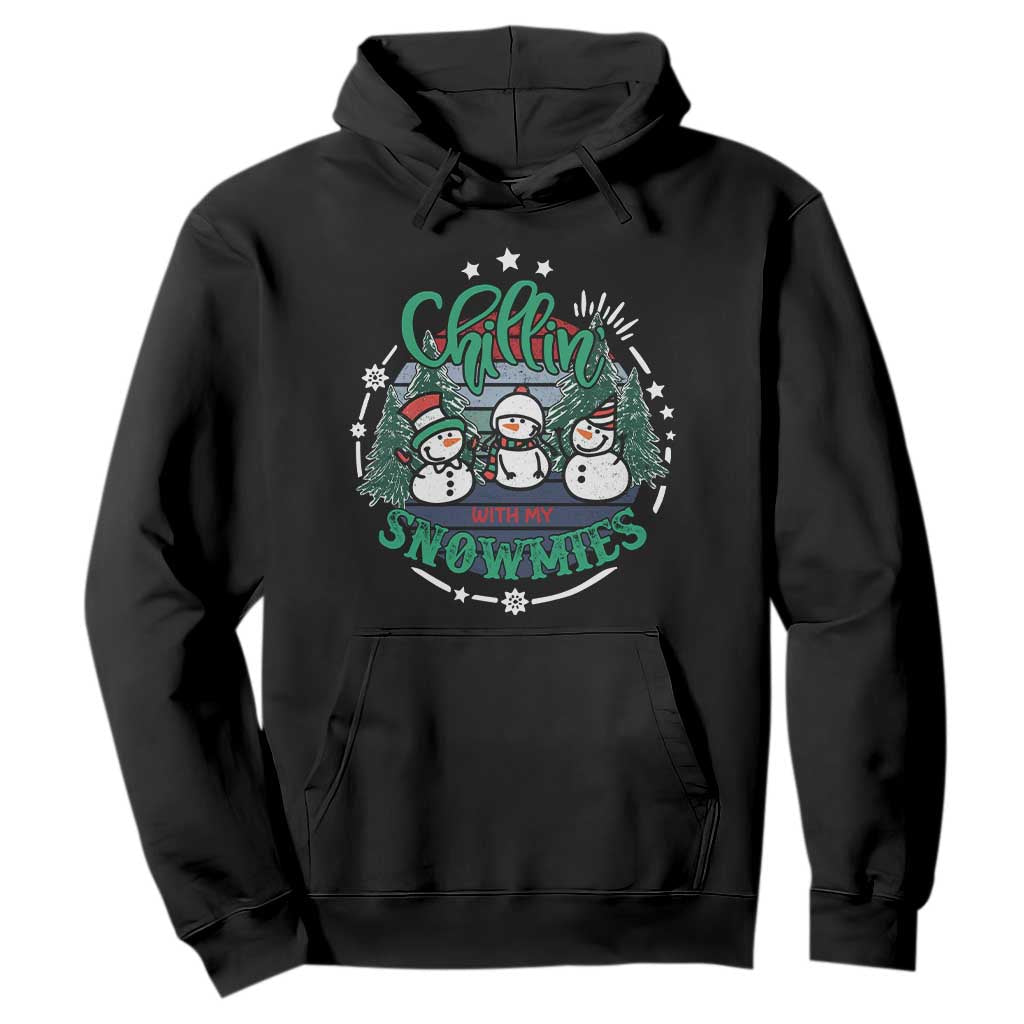 Christmas Snowman Hoodie Chillin With My Snowmies Cute Winter TS12 Black Print Your Wear