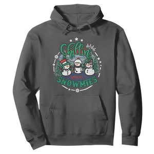 Christmas Snowman Hoodie Chillin With My Snowmies Cute Winter TS12 Dark Heather Print Your Wear
