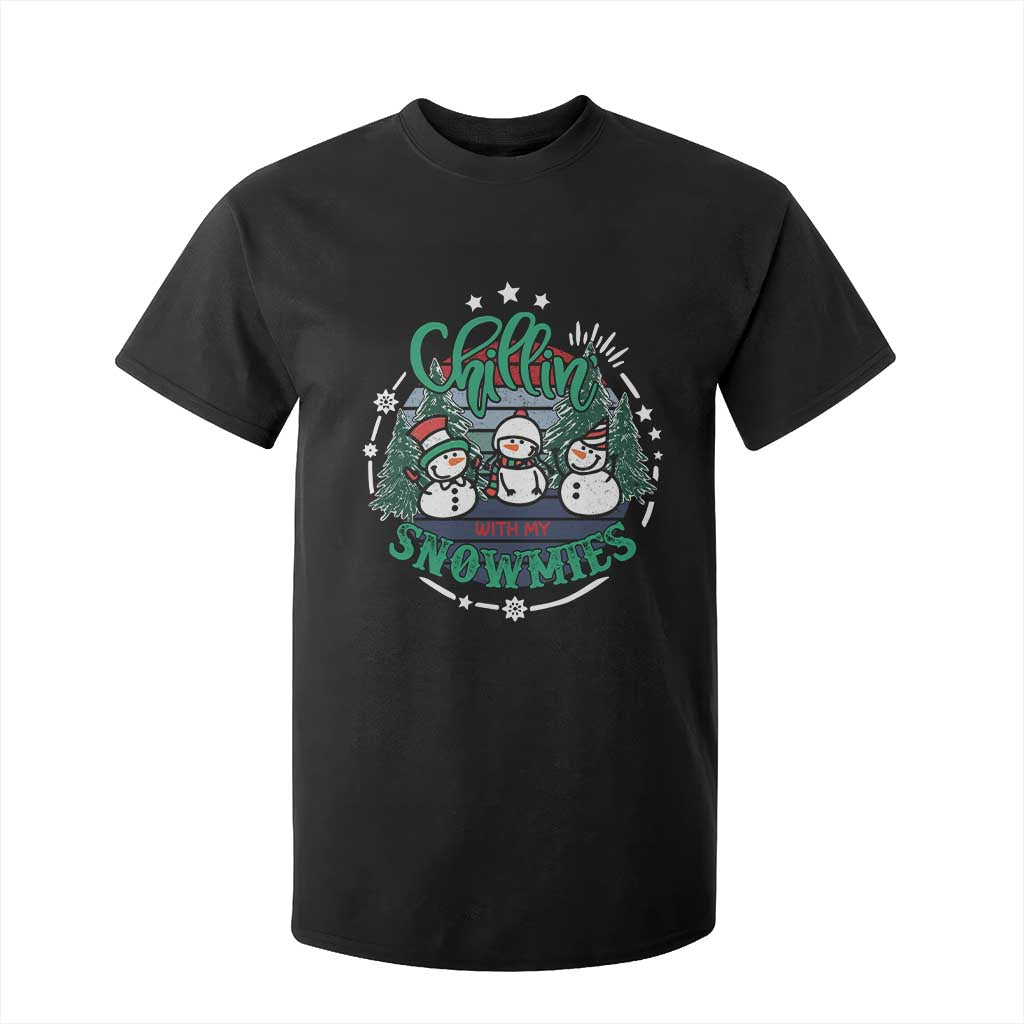 Christmas Snowman T Shirt For Kid Chillin With My Snowmies Cute Winter TS12 Black Print Your Wear