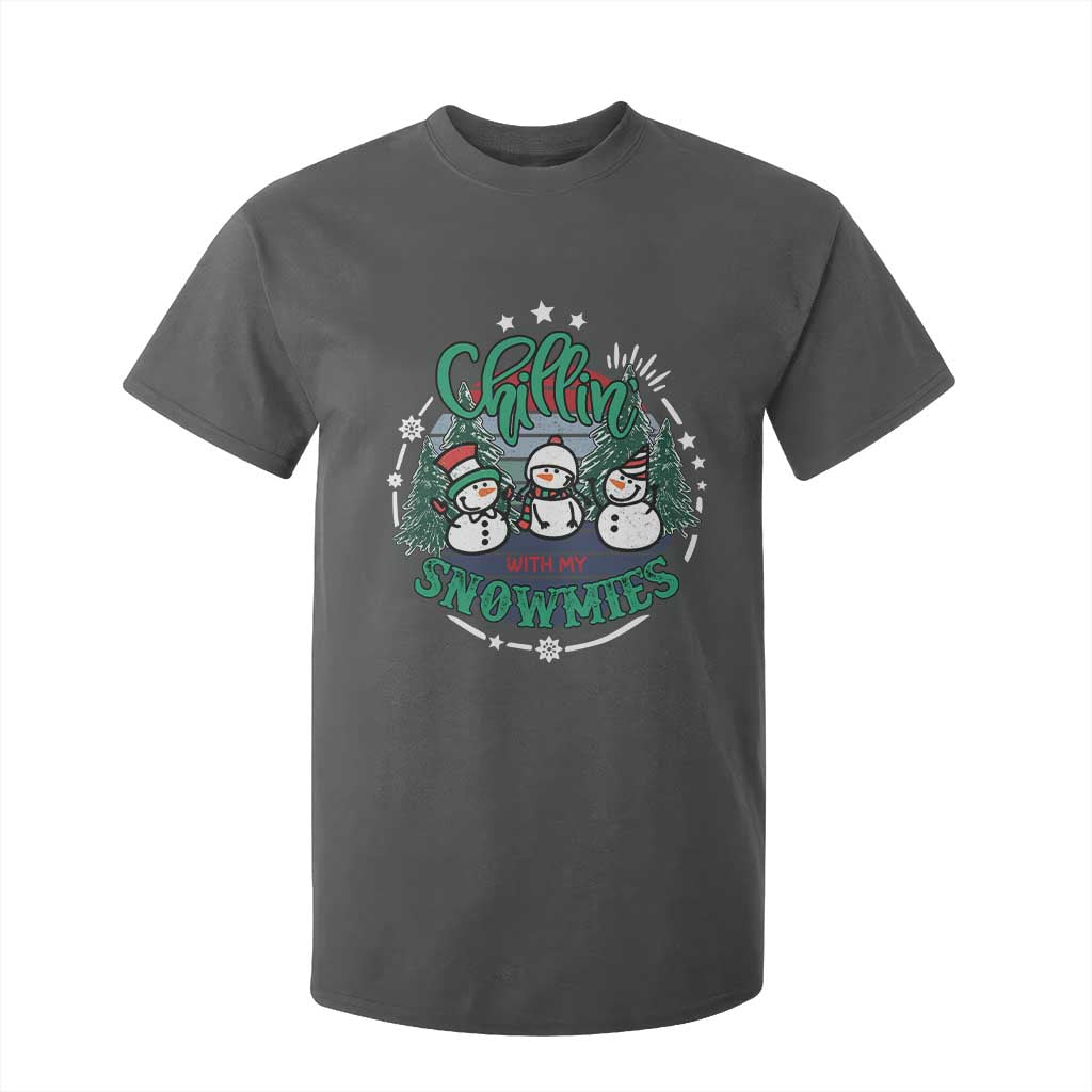 Christmas Snowman T Shirt For Kid Chillin With My Snowmies Cute Winter TS12 Dark Heather Print Your Wear