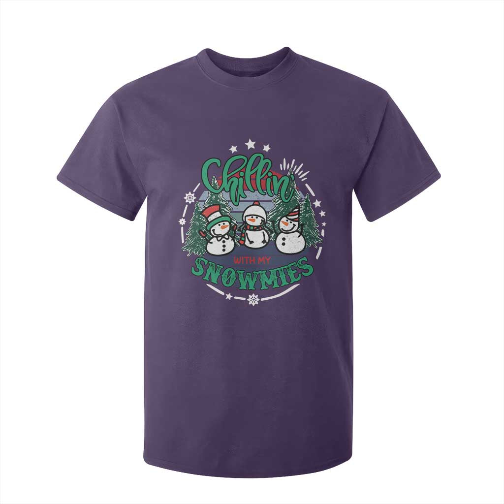 Christmas Snowman T Shirt For Kid Chillin With My Snowmies Cute Winter TS12 Purple Print Your Wear