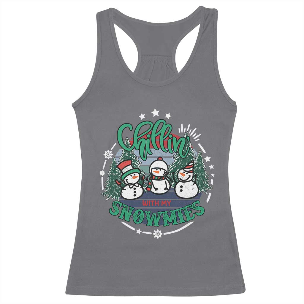 Christmas Snowman Racerback Tank Top Chillin With My Snowmies Cute Winter TS12 Charcoal Print Your Wear