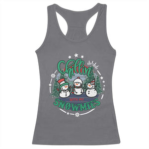 Christmas Snowman Racerback Tank Top Chillin With My Snowmies Cute Winter TS12 Charcoal Print Your Wear