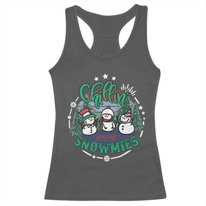 Christmas Snowman Racerback Tank Top Chillin With My Snowmies Cute Winter TS12 Dark Heather Print Your Wear