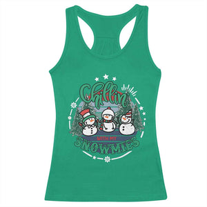 Christmas Snowman Racerback Tank Top Chillin With My Snowmies Cute Winter TS12 Irish Green Print Your Wear