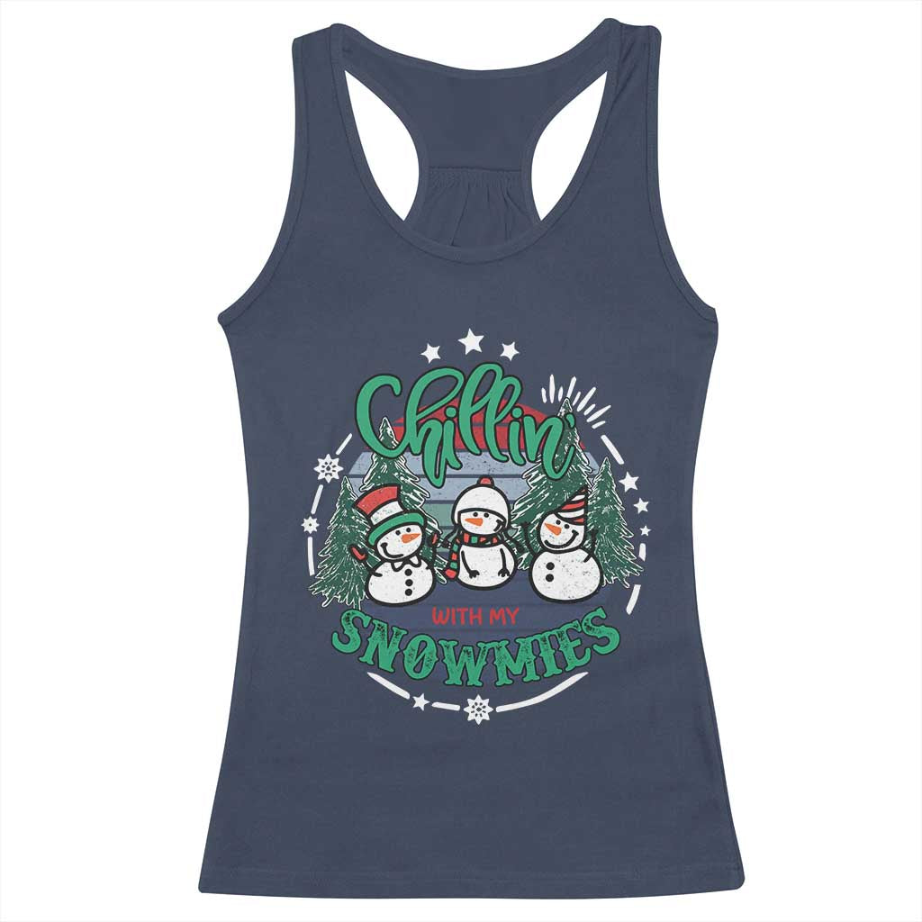 Christmas Snowman Racerback Tank Top Chillin With My Snowmies Cute Winter TS12 Navy Print Your Wear