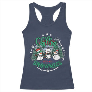 Christmas Snowman Racerback Tank Top Chillin With My Snowmies Cute Winter TS12 Navy Print Your Wear