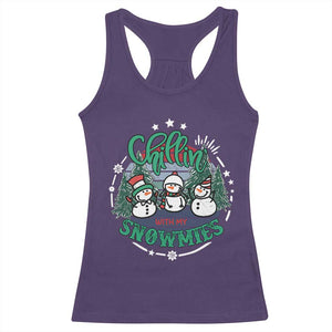 Christmas Snowman Racerback Tank Top Chillin With My Snowmies Cute Winter TS12 Purple Print Your Wear