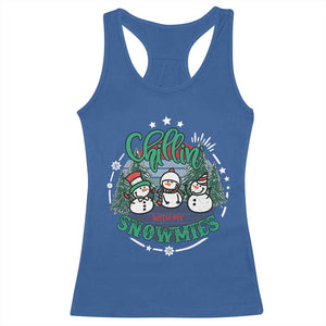 Christmas Snowman Racerback Tank Top Chillin With My Snowmies Cute Winter TS12 Royal Blue Print Your Wear