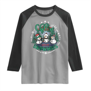 Christmas Snowman Raglan Shirt Chillin With My Snowmies Cute Winter TS12 Sport Gray Black Print Your Wear