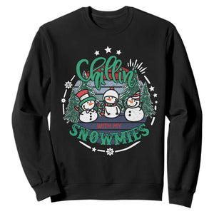 Christmas Snowman Sweatshirt Chillin With My Snowmies Cute Winter TS12 Black Print Your Wear