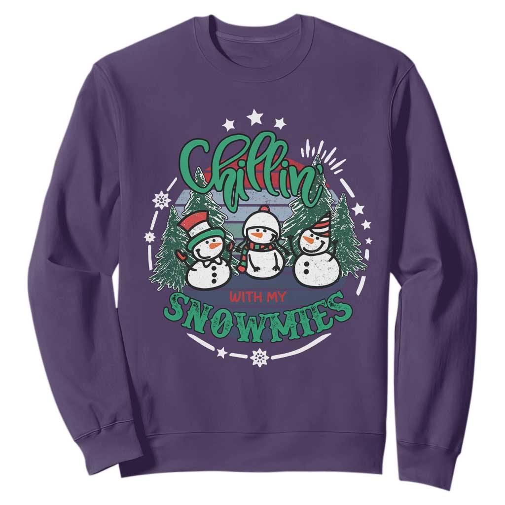 Christmas Snowman Sweatshirt Chillin With My Snowmies Cute Winter TS12 Purple Print Your Wear