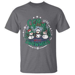 Christmas Snowman T Shirt Chillin With My Snowmies Cute Winter TS12 Charcoal Print Your Wear