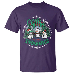 Christmas Snowman T Shirt Chillin With My Snowmies Cute Winter TS12 Purple Print Your Wear