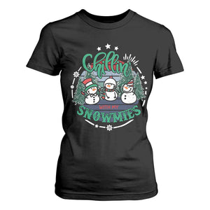 Christmas Snowman T Shirt For Women Chillin With My Snowmies Cute Winter TS12 Black Print Your Wear