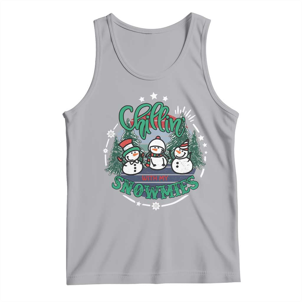 Christmas Snowman Tank Top Chillin With My Snowmies Cute Winter TS12 Athletic Heather Print Your Wear