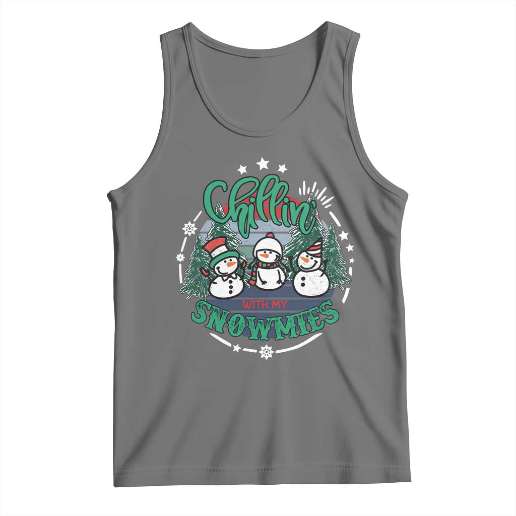 Christmas Snowman Tank Top Chillin With My Snowmies Cute Winter TS12 Black Heather Print Your Wear