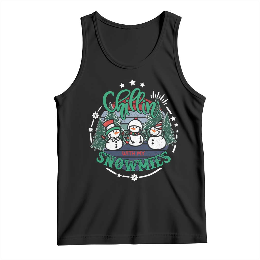 Christmas Snowman Tank Top Chillin With My Snowmies Cute Winter TS12 Black Print Your Wear