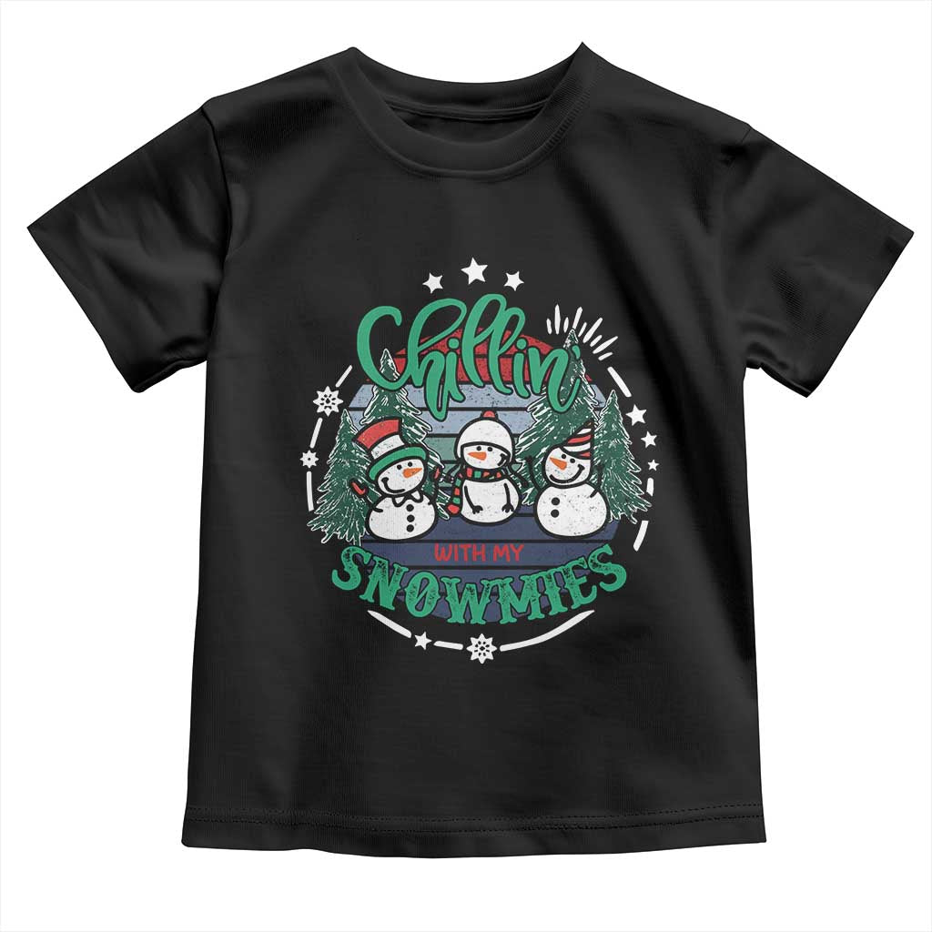 Christmas Snowman Toddler T Shirt Chillin With My Snowmies Cute Winter TS12 Black Print Your Wear