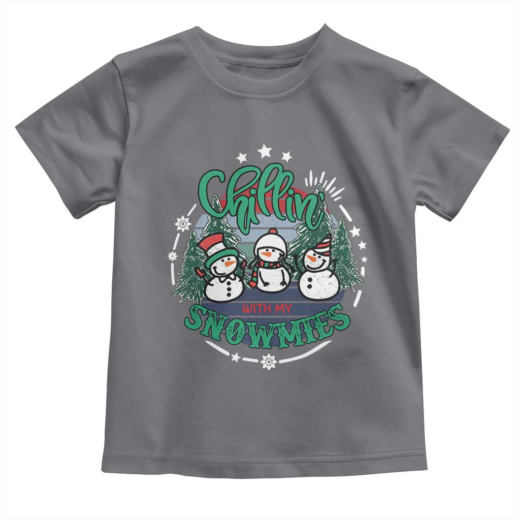 Christmas Snowman Toddler T Shirt Chillin With My Snowmies Cute Winter TS12 Charcoal Print Your Wear