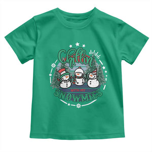 Christmas Snowman Toddler T Shirt Chillin With My Snowmies Cute Winter TS12 Irish Green Print Your Wear