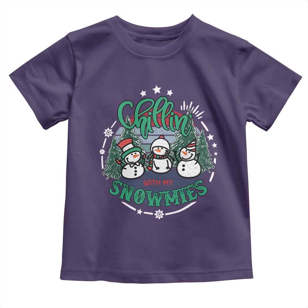 Christmas Snowman Toddler T Shirt Chillin With My Snowmies Cute Winter TS12 Purple Print Your Wear