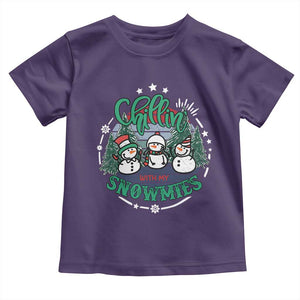Christmas Snowman Toddler T Shirt Chillin With My Snowmies Cute Winter TS12 Purple Print Your Wear