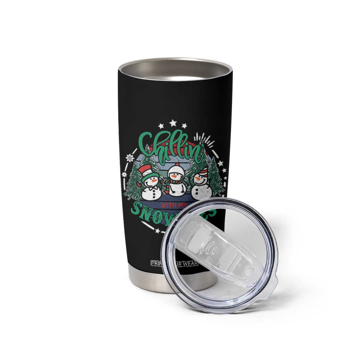 Christmas Snowman Tumbler Cup Chillin With My Snowmies Cute Winter TS12 Print Your Wear
