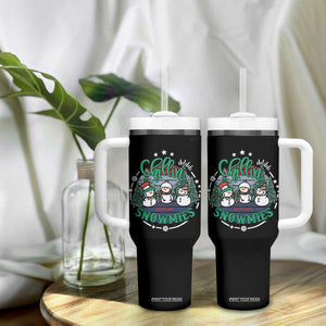 Christmas Snowman Tumbler With Handle Chillin With My Snowmies Cute Winter TS12 Print Your Wear