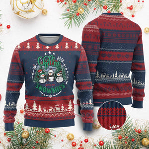 Xmas Snowman Ugly Christmas Sweater Chillin With My Snowmies Cute Winter TS12 Burgundy Print Your Wear