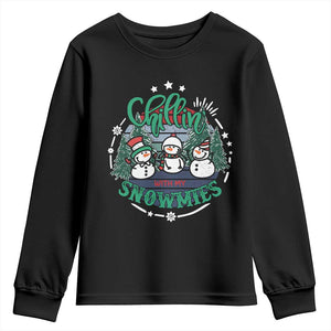 Christmas Snowman Youth Sweatshirt Chillin With My Snowmies Cute Winter TS12 Black Print Your Wear