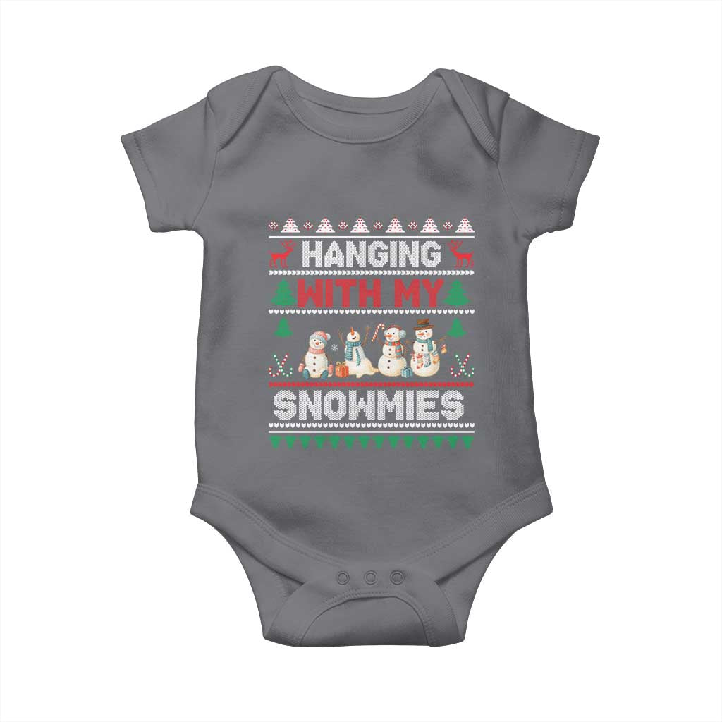 Christmas Snowman Baby Onesie Hanging With My Snowmies Merry Xmas TS12 Charcoal Print Your Wear