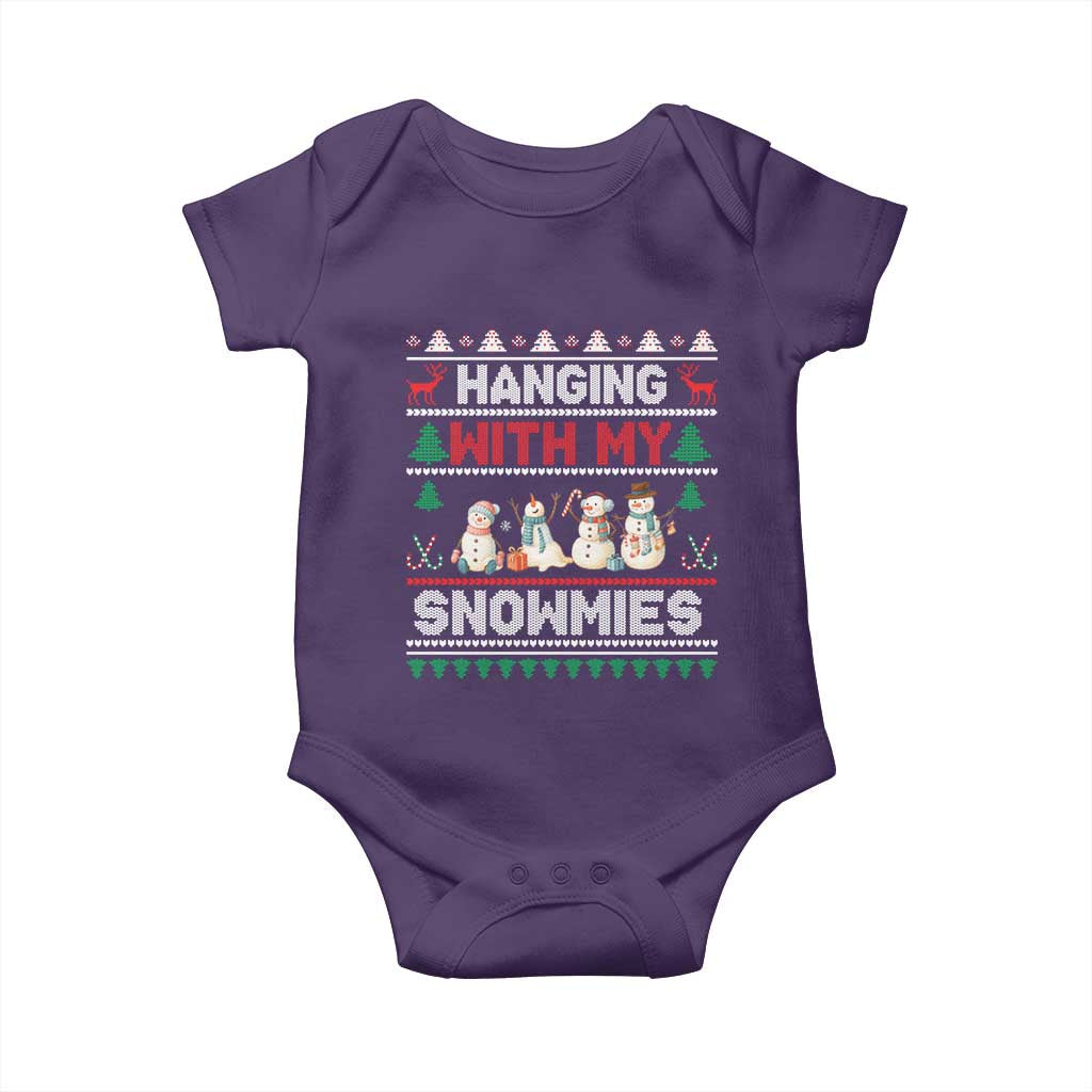 Christmas Snowman Baby Onesie Hanging With My Snowmies Merry Xmas TS12 Purple Print Your Wear