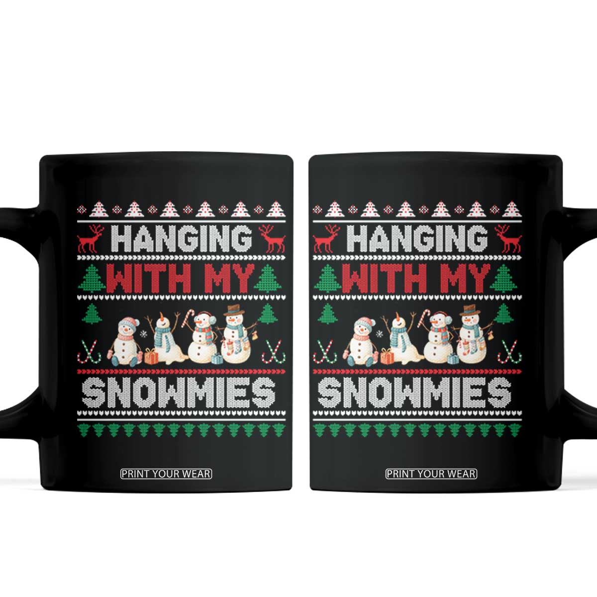 Christmas Snowman Coffee Mug Hanging With My Snowmies Merry Xmas TS12 Black Print Your Wear