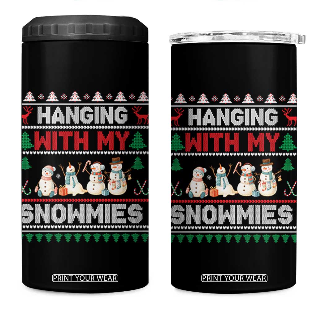 Christmas Snowman 4 in 1 Can Cooler Tumbler Hanging With My Snowmies Merry Xmas TS12 One Size: 16 oz Black Print Your Wear
