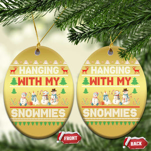 Xmas Snowman Christmas Ornament Hanging With My Snowmies Merry Xmas TS12 Oval Gold Print Your Wear