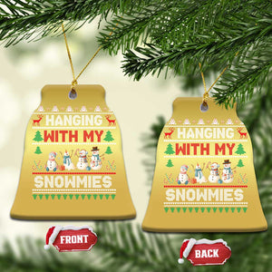 Xmas Snowman Christmas Ornament Hanging With My Snowmies Merry Xmas TS12 Bell Flake Gold Print Your Wear