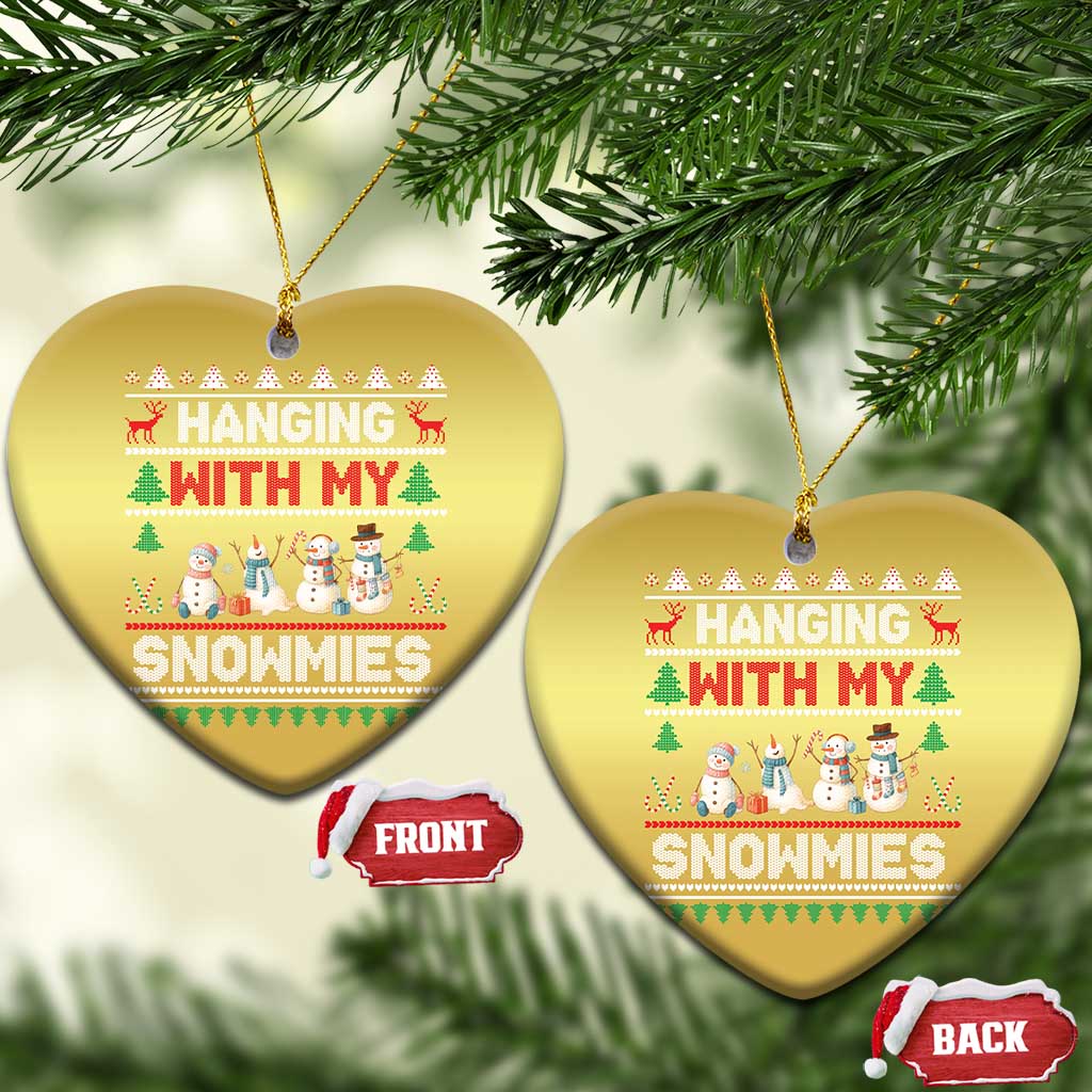 Xmas Snowman Christmas Ornament Hanging With My Snowmies Merry Xmas TS12 Heart Gold Print Your Wear