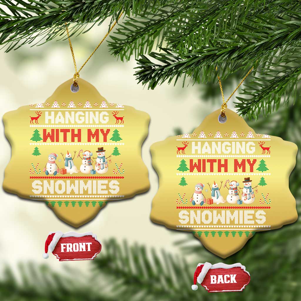 Xmas Snowman Christmas Ornament Hanging With My Snowmies Merry Xmas TS12 Snow Flake Gold Print Your Wear