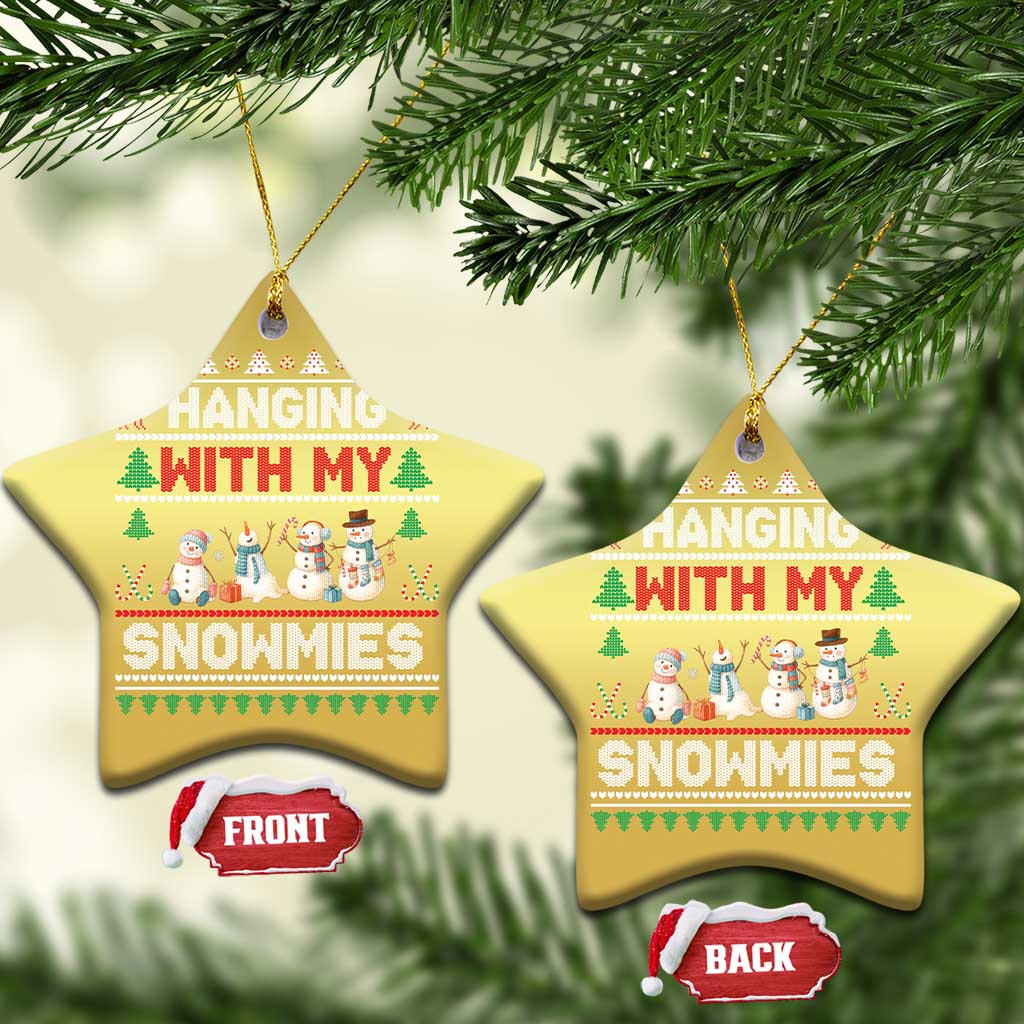 Xmas Snowman Christmas Ornament Hanging With My Snowmies Merry Xmas TS12 Star Gold Print Your Wear