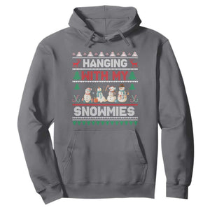 Christmas Snowman Hoodie Hanging With My Snowmies Merry Xmas TS12 Charcoal Print Your Wear