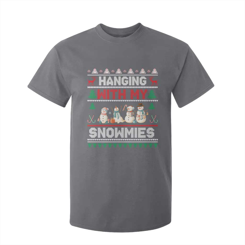Christmas Snowman T Shirt For Kid Hanging With My Snowmies Merry Xmas TS12 Charcoal Print Your Wear