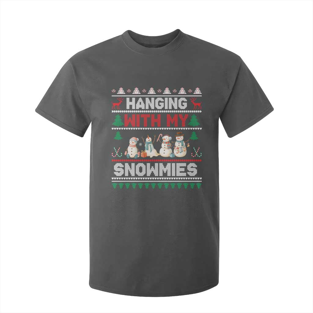 Christmas Snowman T Shirt For Kid Hanging With My Snowmies Merry Xmas TS12 Dark Heather Print Your Wear