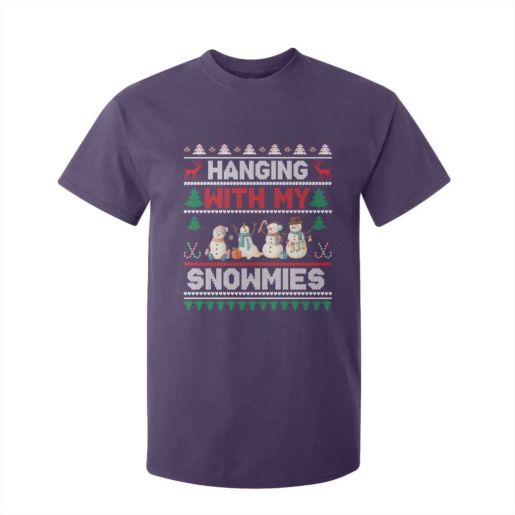 Christmas Snowman T Shirt For Kid Hanging With My Snowmies Merry Xmas TS12 Purple Print Your Wear