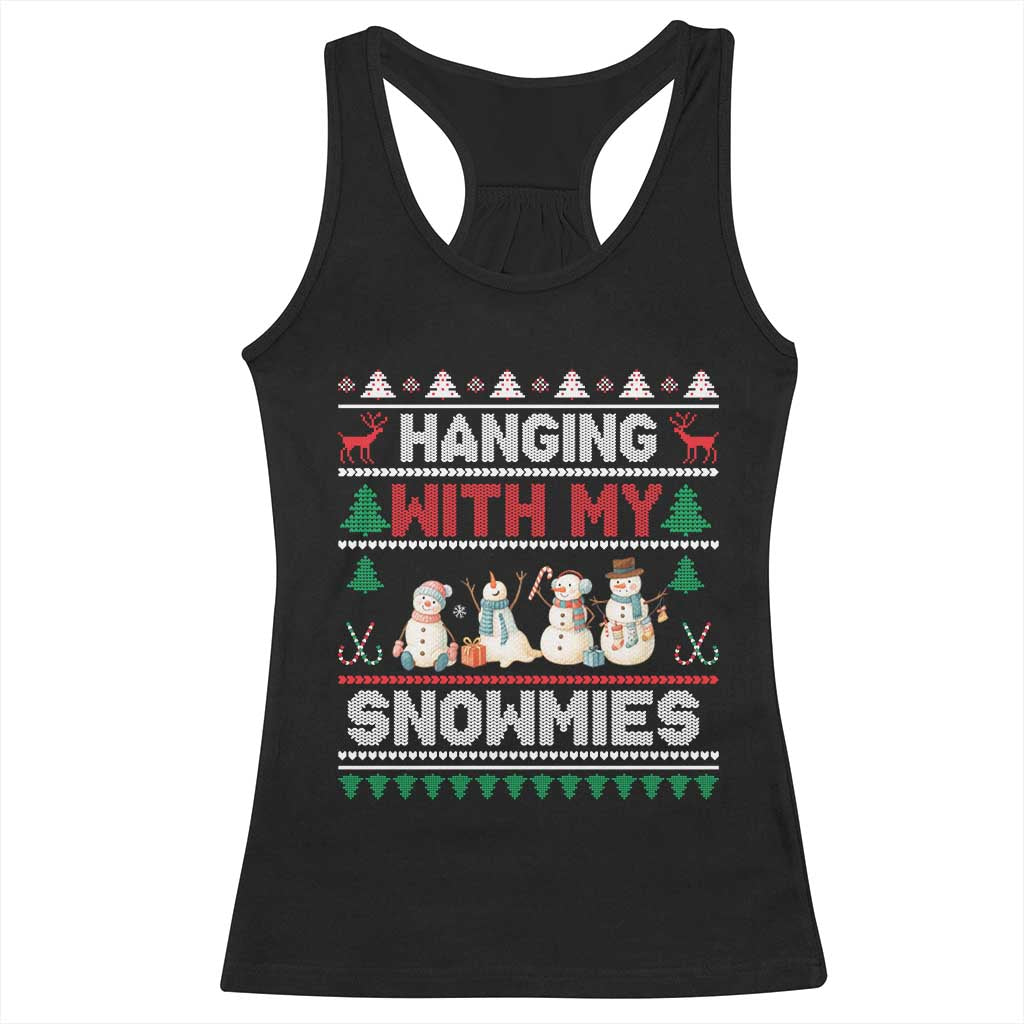 Christmas Snowman Racerback Tank Top Hanging With My Snowmies Merry Xmas TS12 Black Print Your Wear